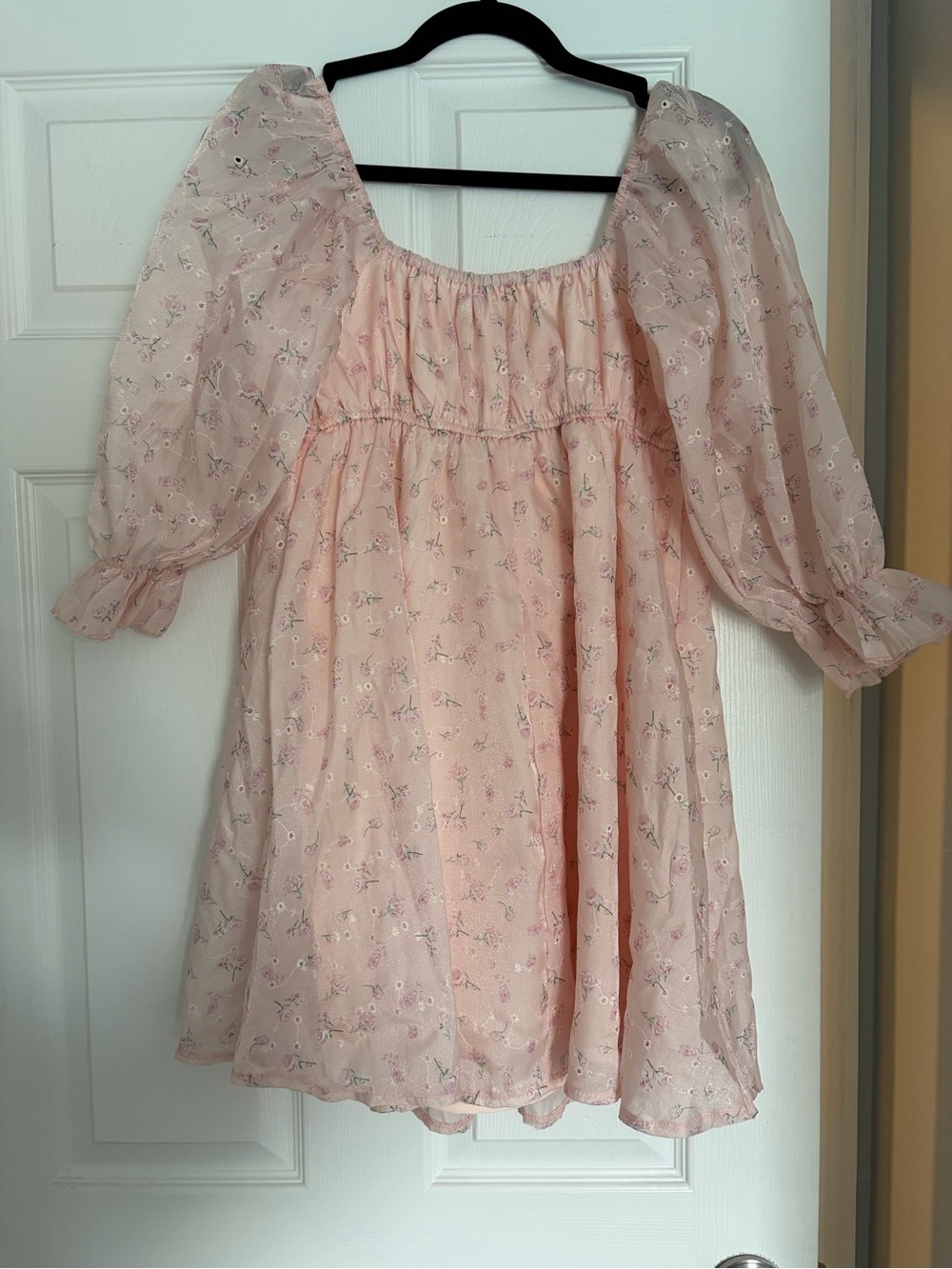 Thirty Thirty Pink Coquette Fairy Square-Neck Floral Babydoll Mini Dress Small - Picture 14 of 14